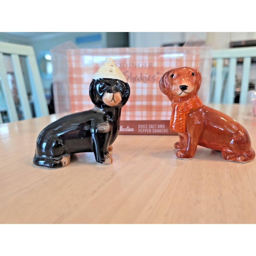 Godinger Dachshund Harvest Salt & Pepper Shakers Dogs New In Box